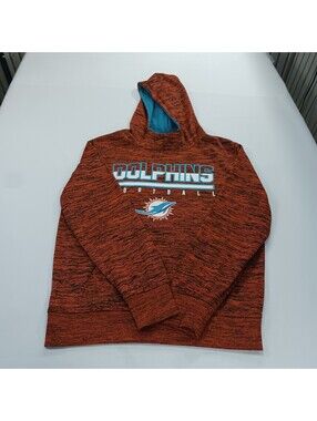 Team Apparel NFL Miami Dolphins Men’s Orange Hoodie Pullover Sweatshirt Size M